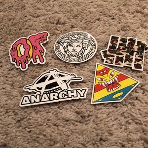 Set of 5 brand name stickers